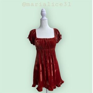 Urban Outfitters Rust Velvet Dress. Small. NWT